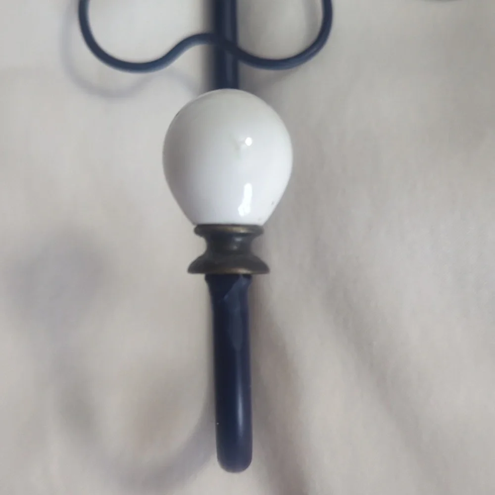 Wall Hook Wire Flower Navy Blue and Cream